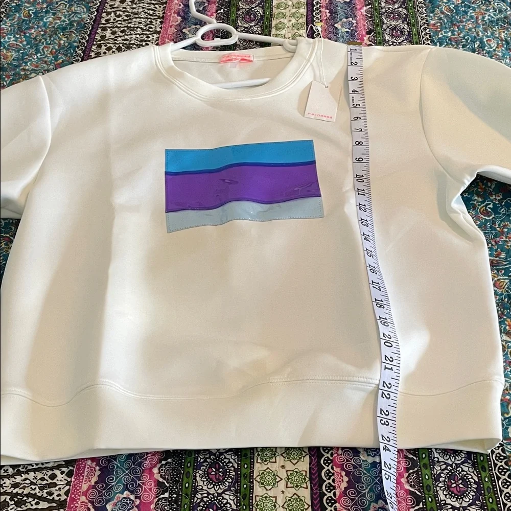 re:named White Sweater with Blue and Purple Stripes